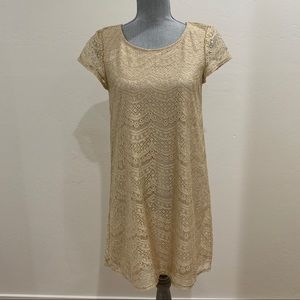 Gold Lace Flowy Dress